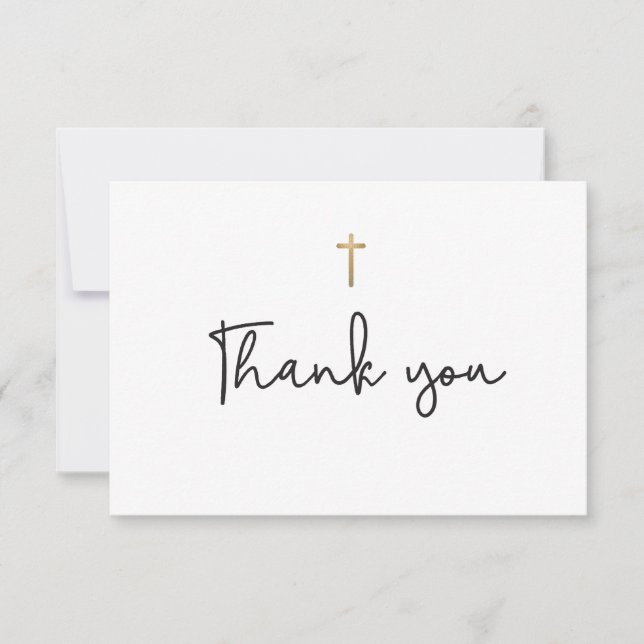 Simple and Elegant Baptism Baby thank you card (Front)