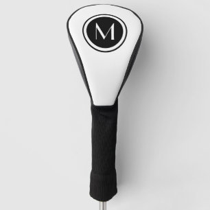 Simple And Elegant Black And White Monogram Golf Head Cover