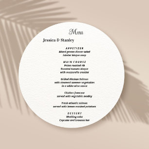 Simple and elegant black and white Wedding menu