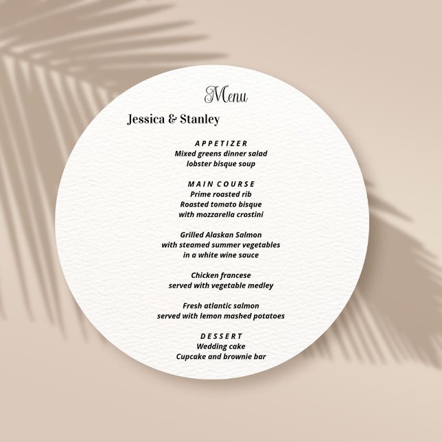 Simple and elegant black and white Wedding menu (Creator Uploaded)