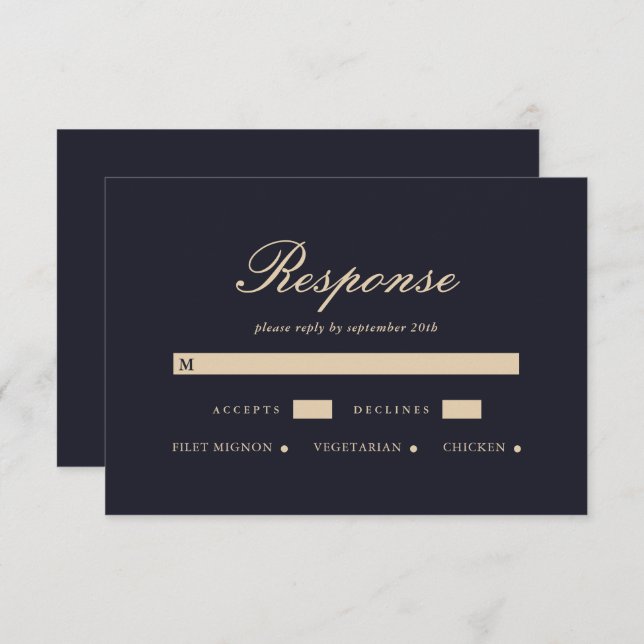 Simple and Elegant Blue Wedding RSVP Card (Front/Back)