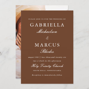 Simple and Elegant Brown Photo Wedding  Invitation