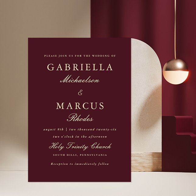 Simple and Elegant Burgundy Wedding Invitation (Creator Uploaded)
