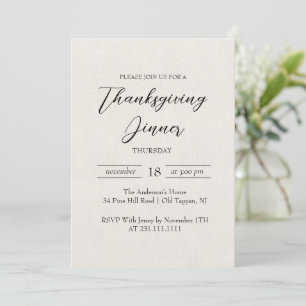 Simple and Elegant Canvas Thanksgiving Dinner Invitation