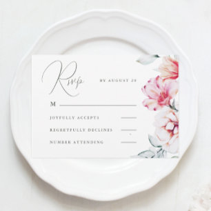 Simple and Elegant Colourful Floral Rsvp White Card