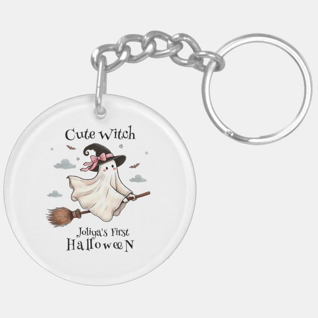 Simple and Elegant Cute witch first Halloween Key Ring (Back Right)