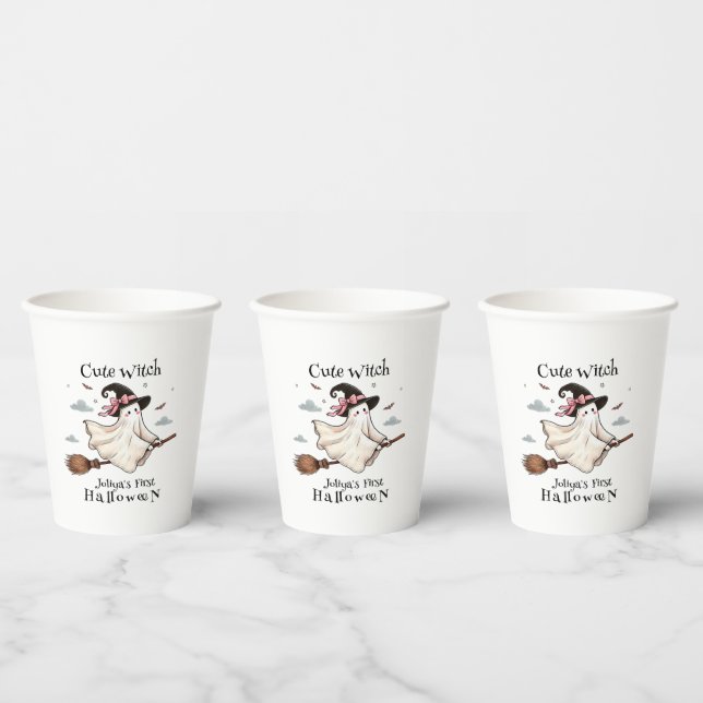 Simple and Elegant Cute witch first Halloween Paper Cups (Multi)