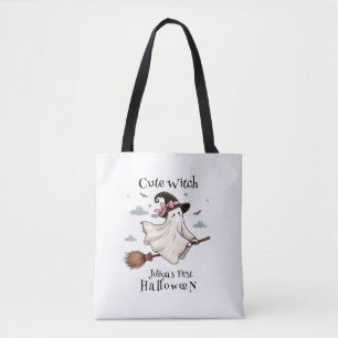 Simple and Elegant Cute witch first Halloween Tote Bag