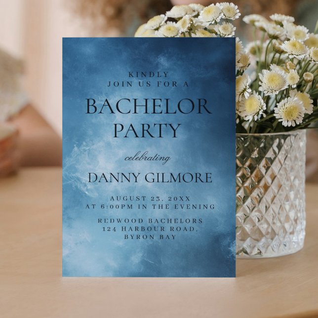 Simple and Elegant dark blue Bachelor Party  Invitation (Creator Uploaded)