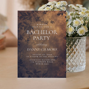 Simple and Elegant dark Floral Bachelor Party  Invitation