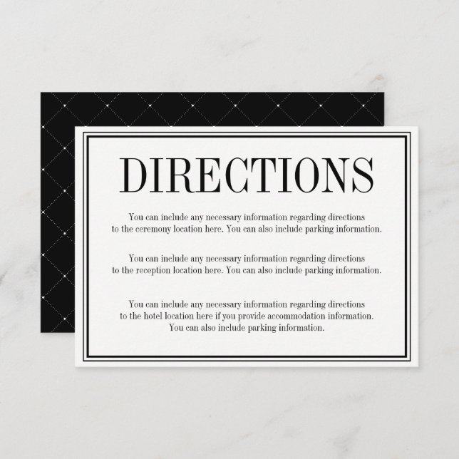 Simple and Elegant Directions Enclosure Card (Front/Back)