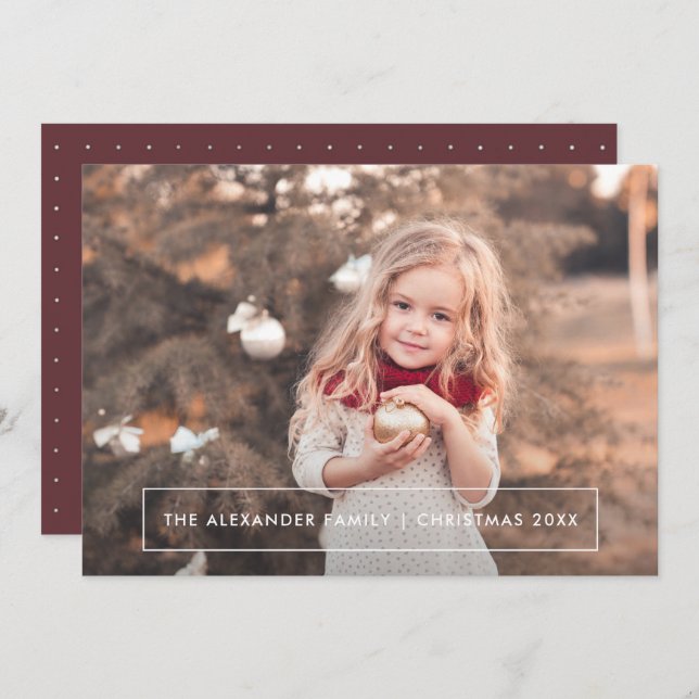 Simple and Elegant Dots Christmas Photo Holiday Card (Front/Back)