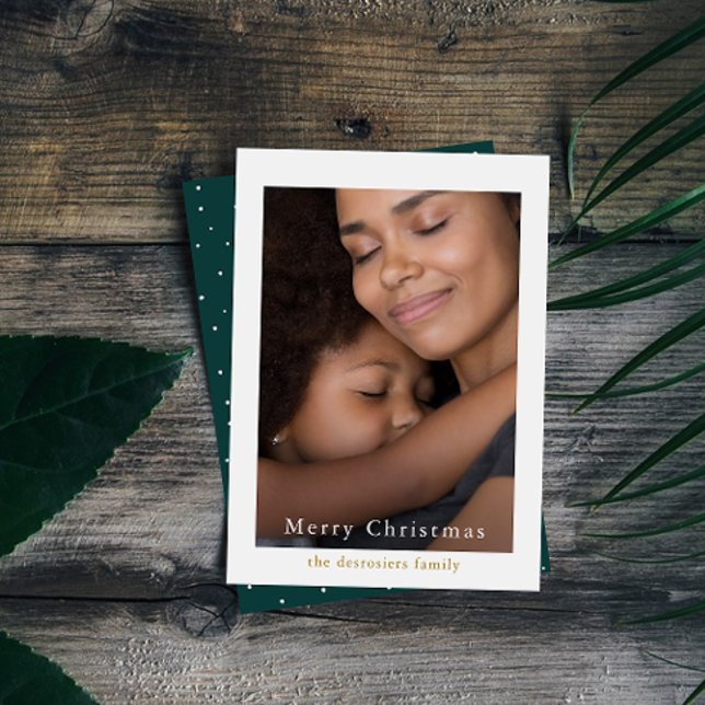 Simple and Elegant Dots Green Photo Holiday Card (Creator Uploaded)