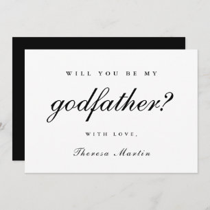 Simple and Elegant Godfather Proposal Black Invitation