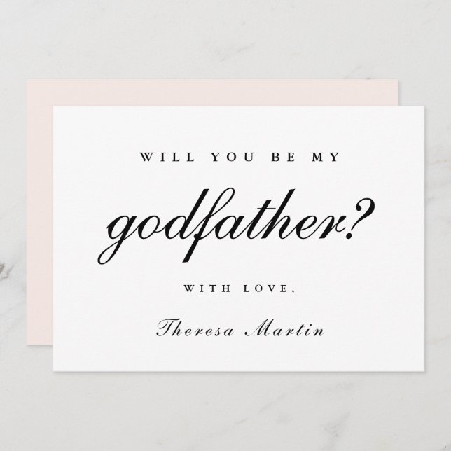 Simple and Elegant Godfather Proposal Pink Invitation (Front/Back)