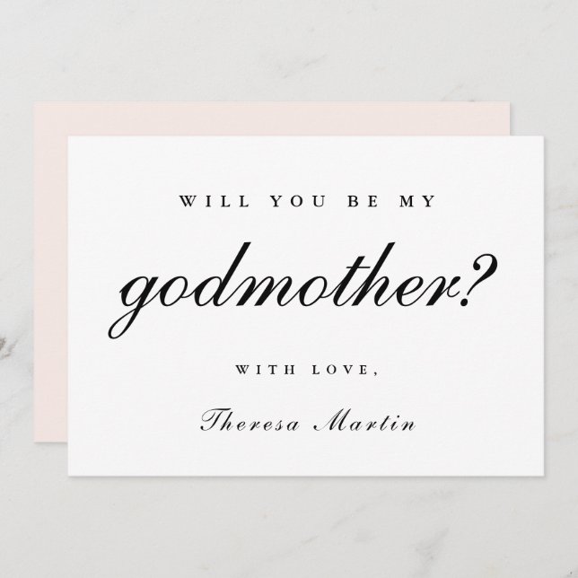 Simple and Elegant Godmother Proposal Pink Invitation (Front/Back)
