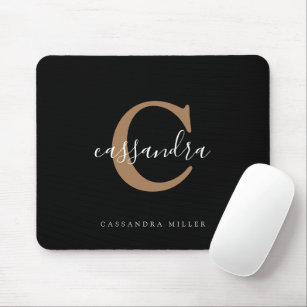 Simple And Elegant Gold Monogram Mouse Pad