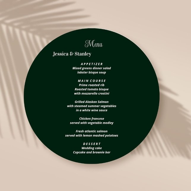 Simple and elegant Green Wedding Menu Cards (Creator Uploaded)
