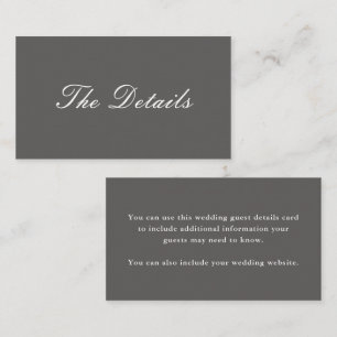 Simple and Elegant Grey Wedding Guest Details Enclosure Card