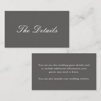 Simple and Elegant Grey Wedding Guest Details Enclosure Card