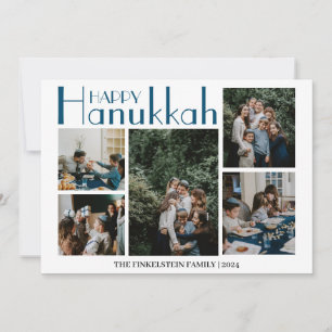 Simple and Elegant   Hanukkah family 3 photo Holiday Card