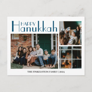 Simple and Elegant   Hanukkah family 3 photo Holiday Postcard