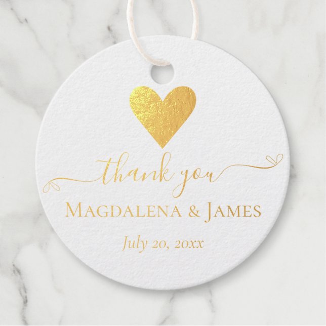 Simple and Elegant Heart Names Thank You  Favour Tags (Front)