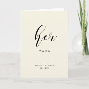 Simple and elegant Her vows wedding vow Card