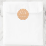 Simple and elegant initials peach coral wedding classic round sticker<br><div class="desc">Simple and elegant initials peach coral wedding round envelope seal sticker. It coordinates with our "Floral arch with peach flowers" wedding invitation suite.</div>