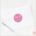 Simple and elegant initials pink wedding classic round sticker<br><div class="desc">Simple and elegant initials pink wedding round envelope seal sticker. It coordinates with our "Pink watercolor cactus flowers" wedding suite.</div>