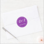 Simple and elegant initials purple wedding classic round sticker<br><div class="desc">Simple and elegant initials purple wedding round envelope seal sticker. It coordinates with our "Purple and lilac watercolor flowers" wedding invitation suite.</div>