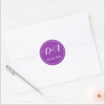 Simple and elegant initials purple wedding classic round sticker<br><div class="desc">Simple and elegant initials purple wedding round envelope seal sticker. It coordinates with our "Purple and lilac watercolor flowers" wedding invitation suite.</div>