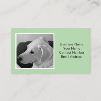 Simple and Elegant Light Green Dog Photo Pet  Business Card