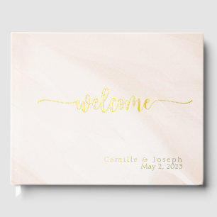 Simple and Elegant Minimalist modern Beige   Guest Book