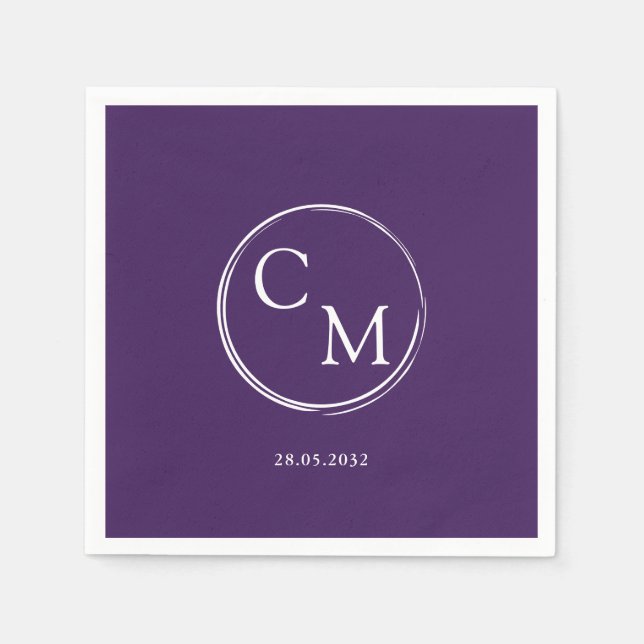 Simple and elegant monogram Serviette Napkin (Front)