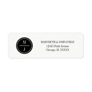 Simple and Elegant Monogram Wedding Address Label