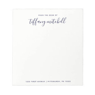 Simple and Elegant Navy and White   Typography Notepad