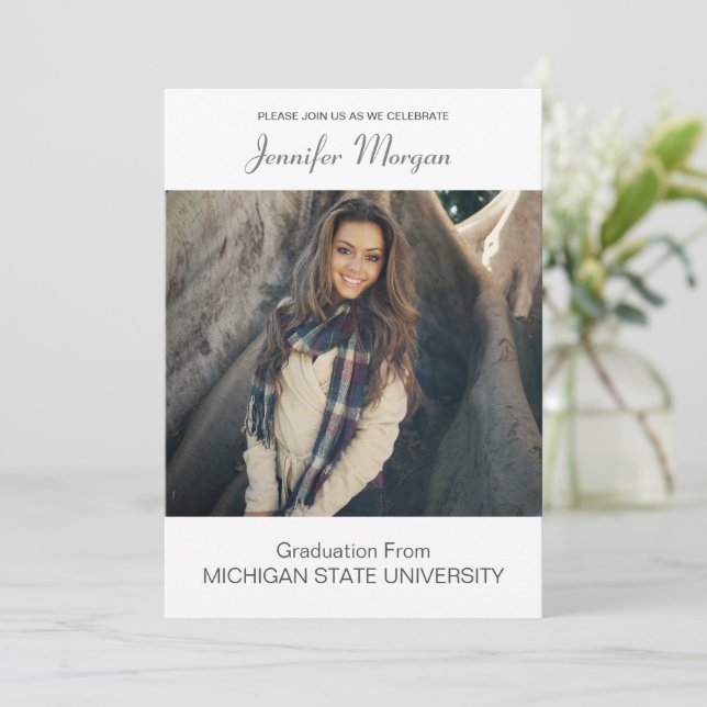 Simple and Elegant Photo Graduation Invitation (Standing Front)