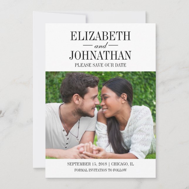 Simple and Elegant Photo Save The Date Card (Front)