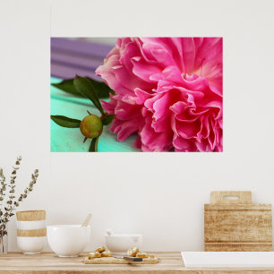 Simple and Elegant Pink Peony Flower Botanical Poster