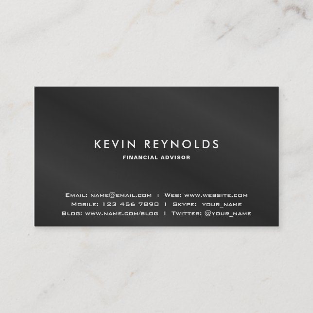 Simple and Elegant Plain Black Business Card (Front)