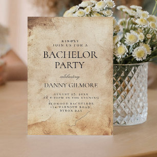 Simple and Elegant Rustic Bachelor Party  Invitation