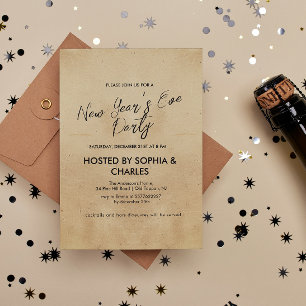 Simple and elegant Rustic New Year's Eve Party Invitation