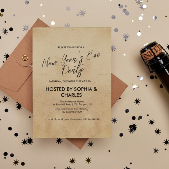 Simple and elegant Rustic New Year's Eve Party Invitation (Creator Uploaded)