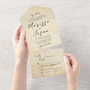 Simple and Elegant Rustic Stone Wedding All In One Invitation