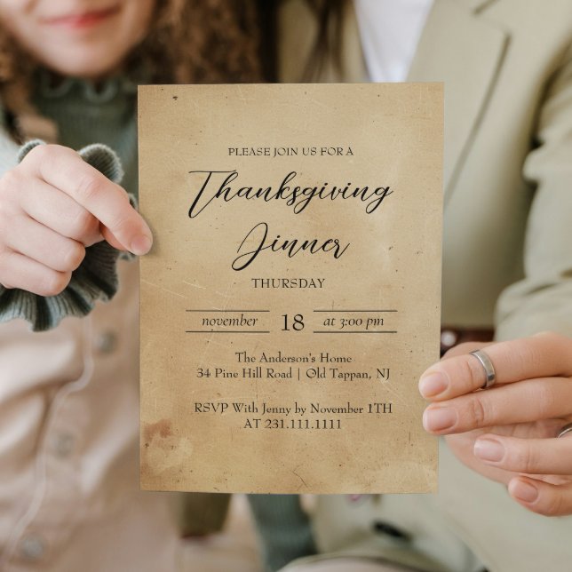 Simple and Elegant Rustic Thanksgiving Dinner Invitation (Creator Uploaded)