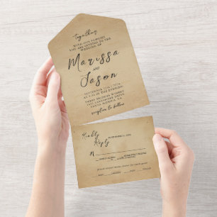 Simple and Elegant Rustic Wedding All In One Invitation