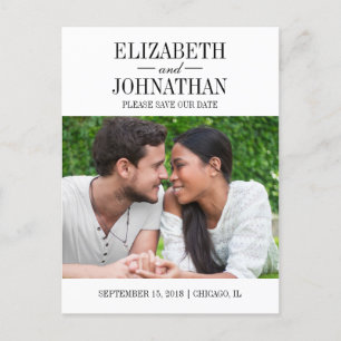 Simple and Elegant Save the Date Photo Postcard