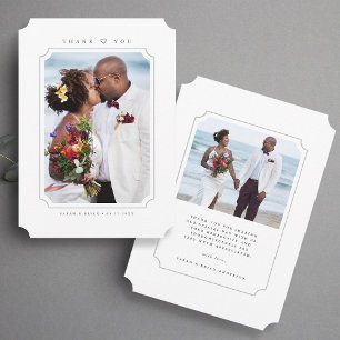Simple and Elegant Wedding 2 Photo Thank You Card