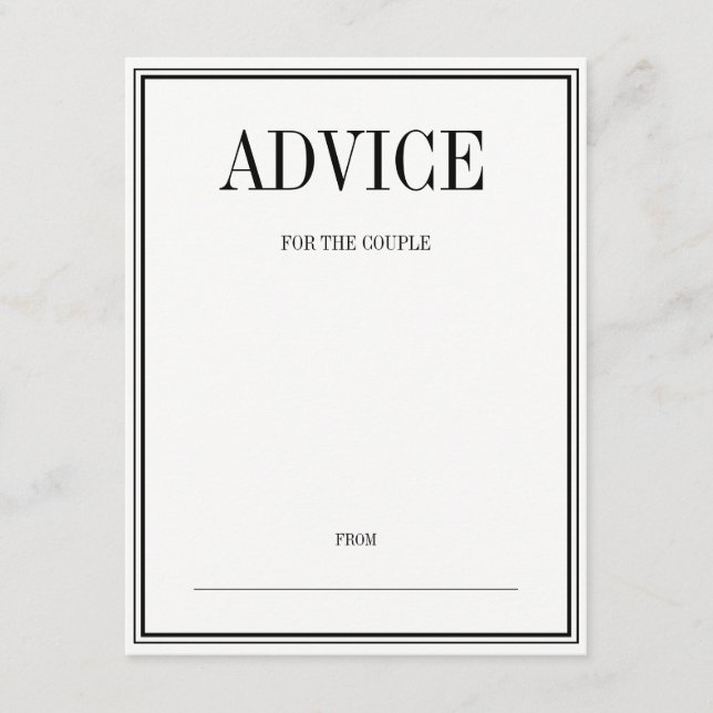 Simple and Elegant Wedding Advice Card (Front)